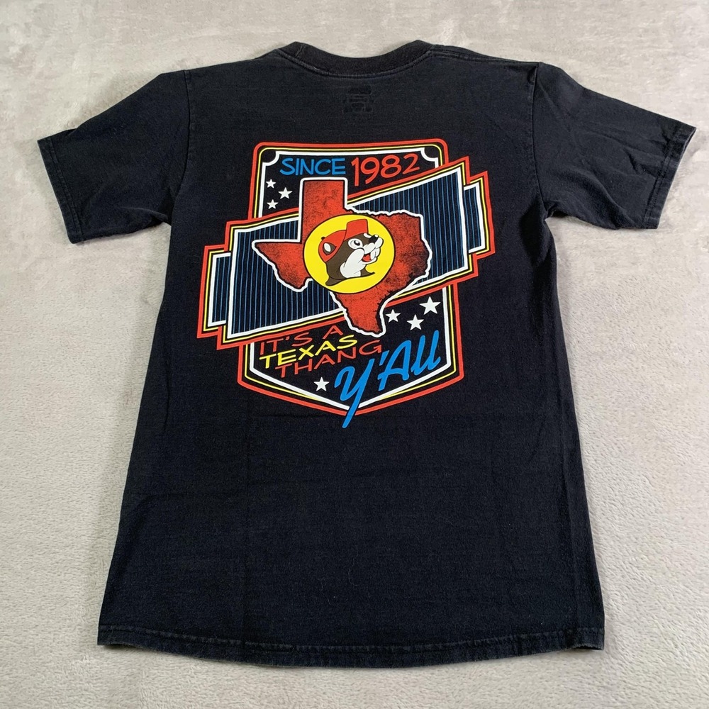 Buc-ee's Shirt Mens Small Black Texas Beaver Logo Graphic Tee Hanes‎ Beefy-T